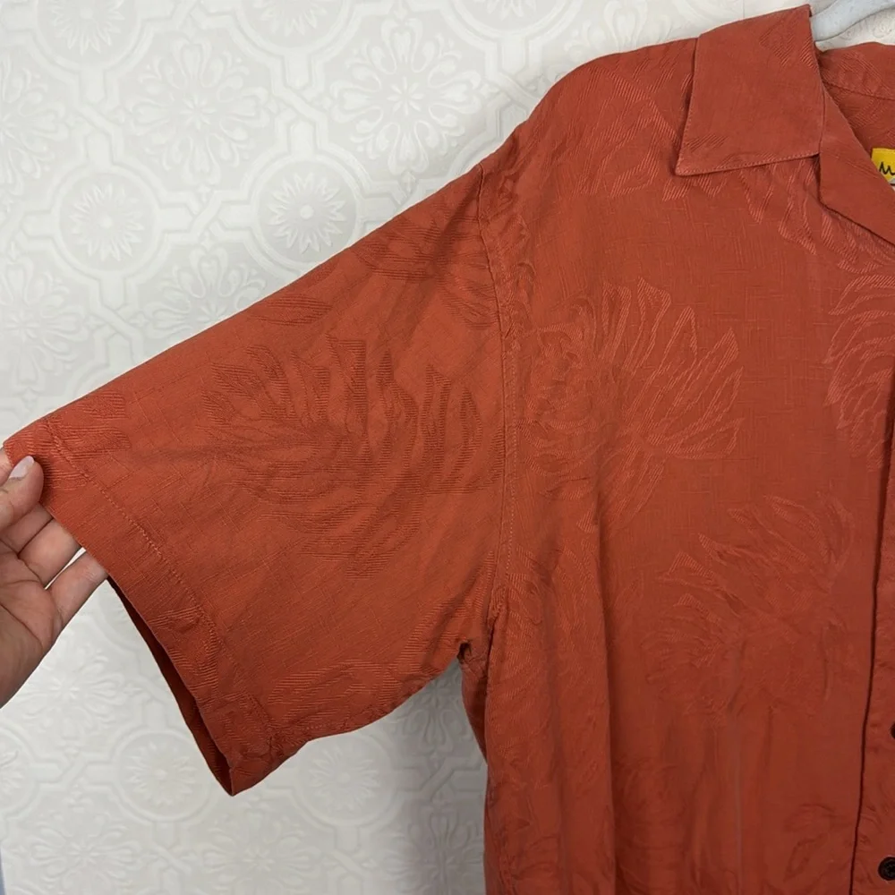 M‎ Field Reyn Spooner 100% Silk Button Up Shirt Beach Graphic Hawaii Bowling